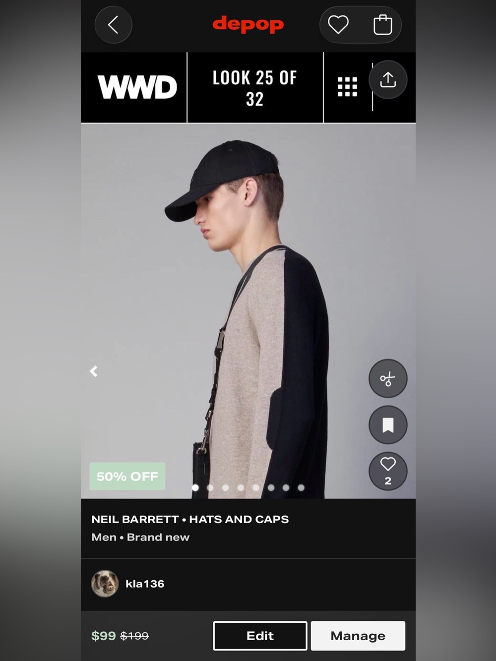 NWT 2021 SS Collection Neil Barrett cap/hat (Balenciaga, Chanel, MCM, Gucci)